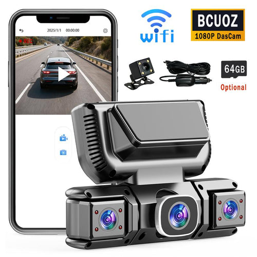 BCUOZ 360° Car Dash Cam System – GPS, WiFi, Front & Rear + Inside View