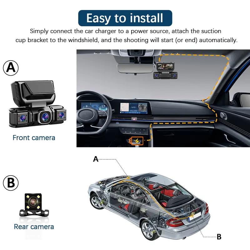 BCUOZ 360° Car Dash Cam System – GPS, WiFi, Front & Rear + Inside View
