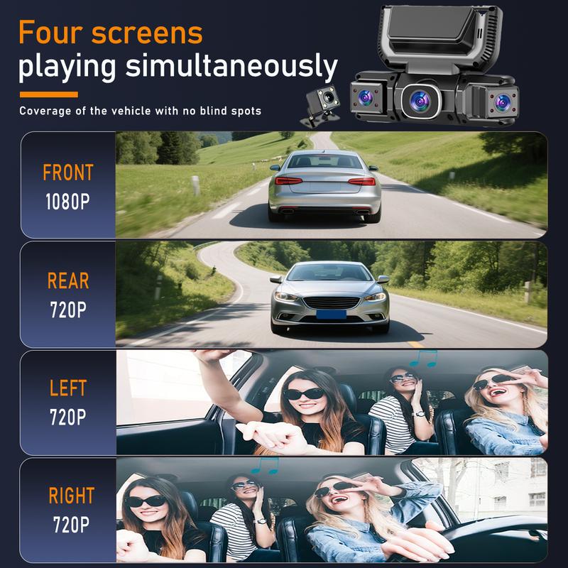 BCUOZ 360° Car Dash Cam System – GPS, WiFi, Front & Rear + Inside View
