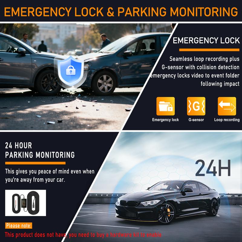 BCUOZ 360° Car Dash Cam System – GPS, WiFi, Front & Rear + Inside View