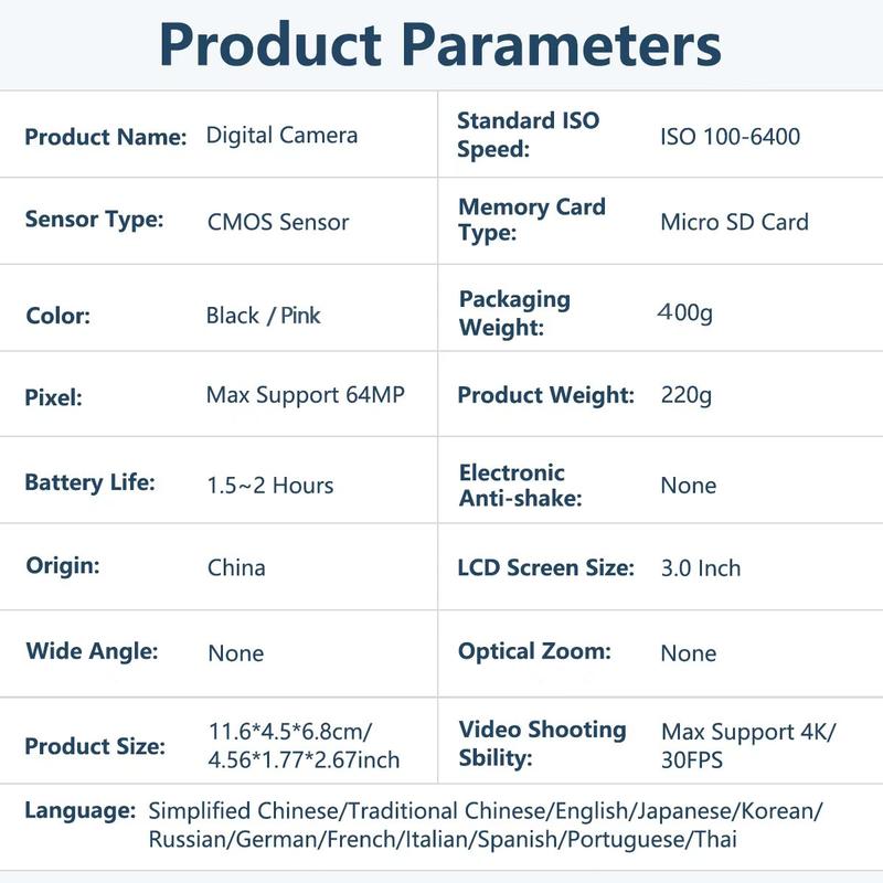 📸 4K Ultra HD Digital Camera – 64MP with 180° Flip Screen, Zoom & Dual Batteries