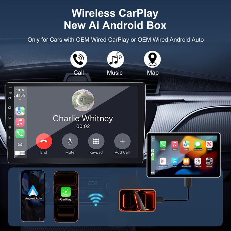MAKASRI Wireless CarPlay & Android Auto 4-in-1 AI Box